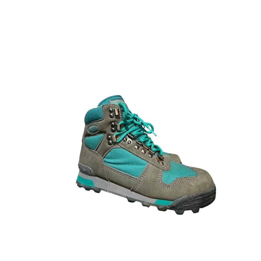 Vasque Hiking Boots Womens Size 7.5 Gray and Teal Suede 7591-1 Vintage Outdoor
